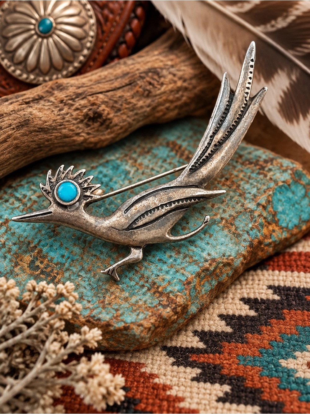 Turquoise Roadrunner- Vintage Style Pets Bird Accessory